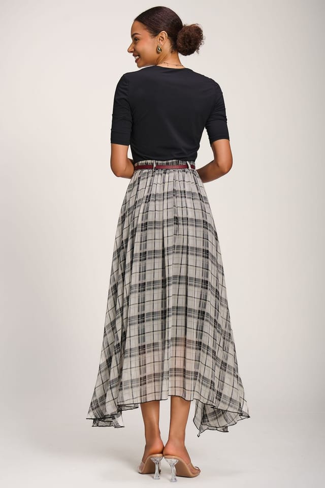 Jolie Moi Jolie Moi Women's Asymmetric Frill Chiffon Maxi Skirt - 2