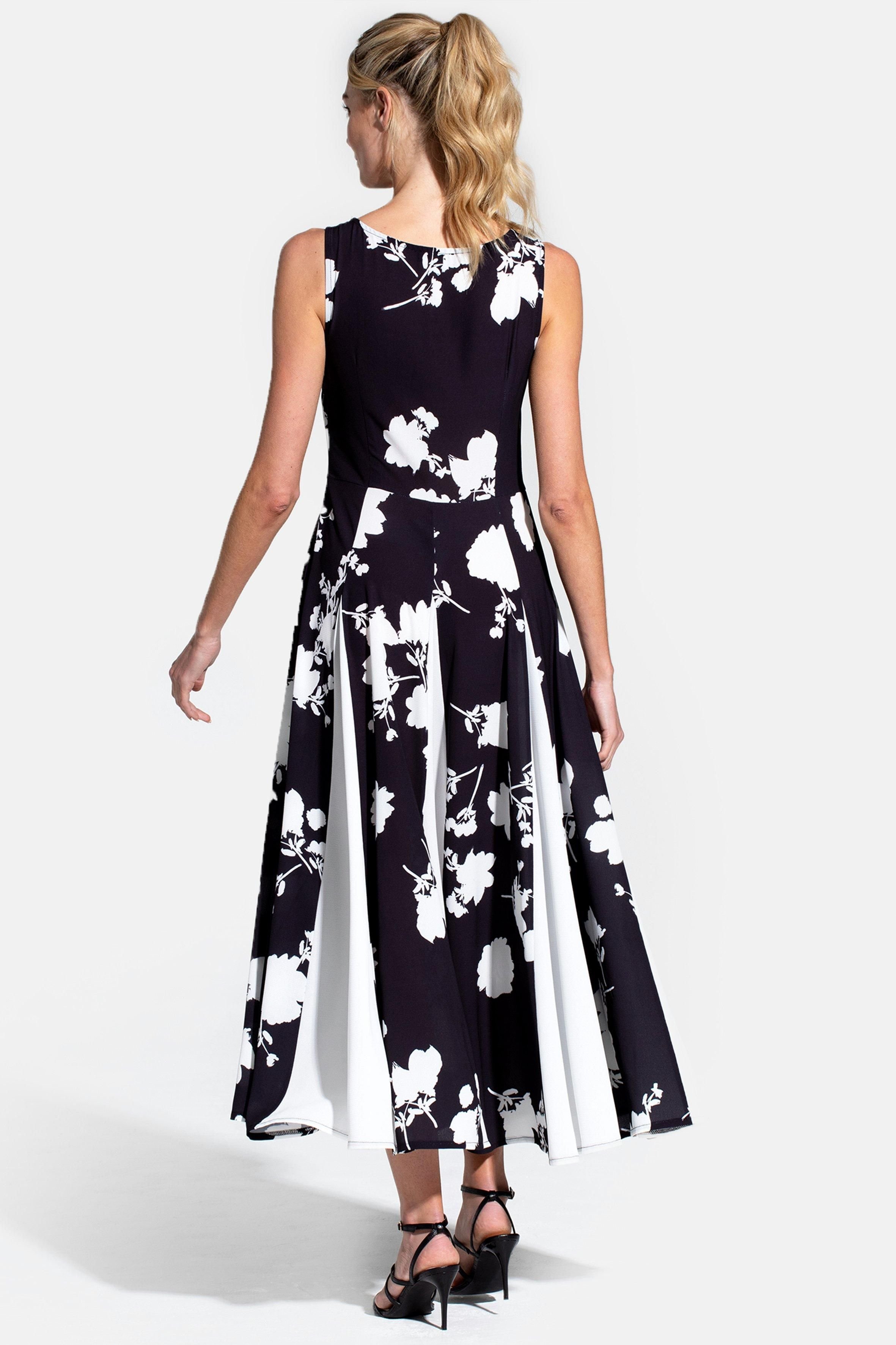 Hot Squash Hot Squash Women's Box Pleat Midi Dress with Contrast Skirt in Black - 3