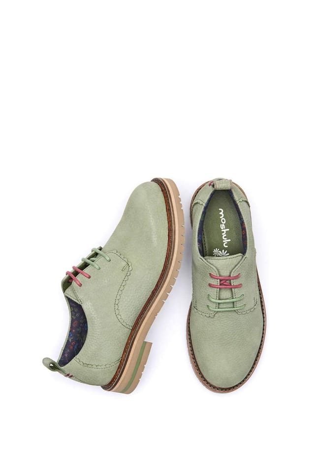 Moshulu Moshulu Women's 'Rafflesia' Scalloped-edge leather Derbys in Light Green - 2