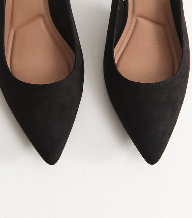 New Look Women's Wide Fit Black Faux Suede Slingback Pumps Vegan New Look - 3