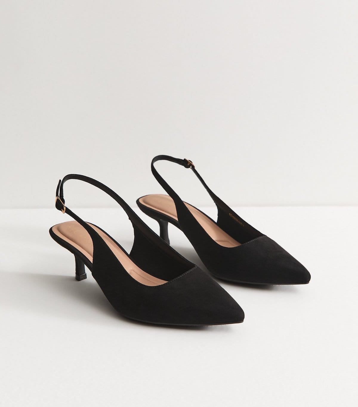 New Look Women's Wide Fit Black Faux Suede Slingback Pumps Vegan New Look - 4
