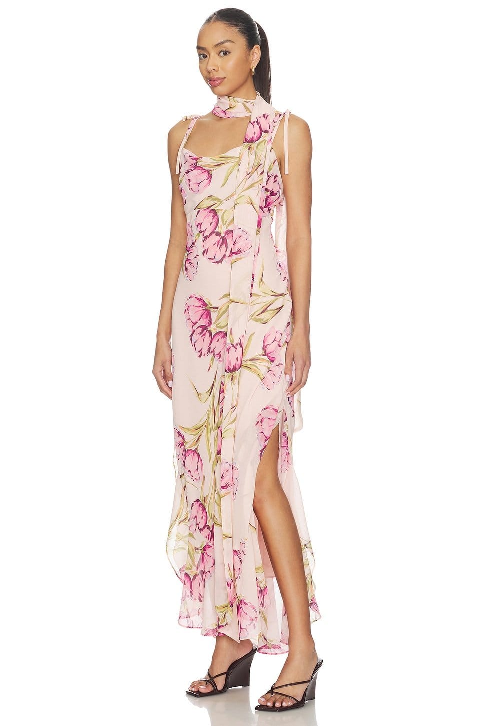 Revolve Pink Floral High-Low Dress