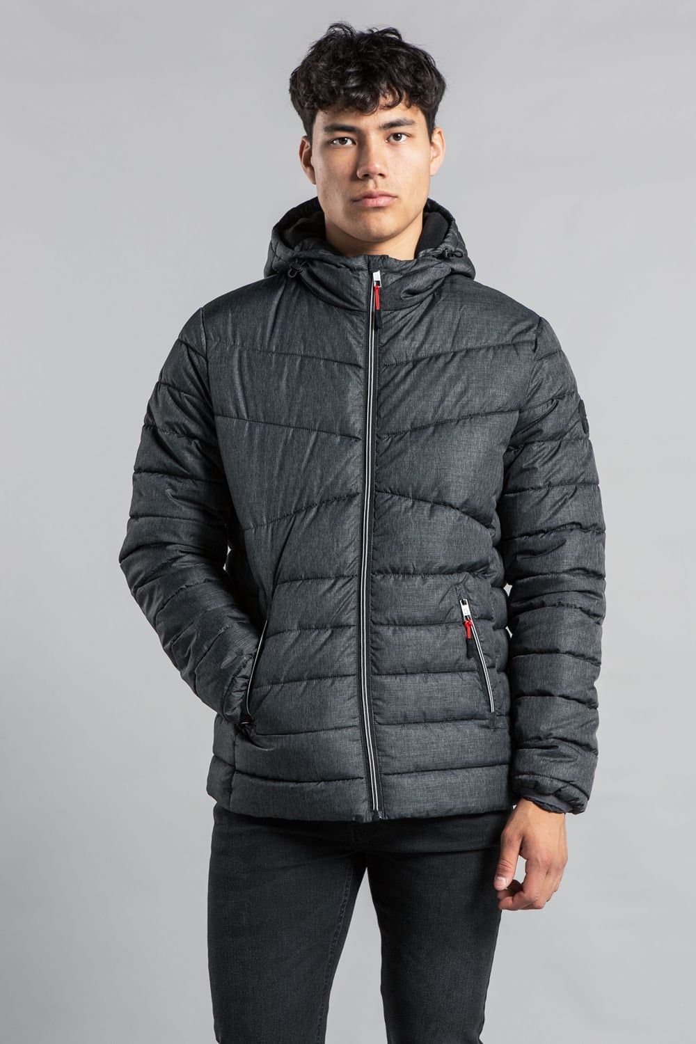 Tokyo Laundry Tokyo Laundry Men's Padded Hooded Jacket with Microfleece Lining in Grey