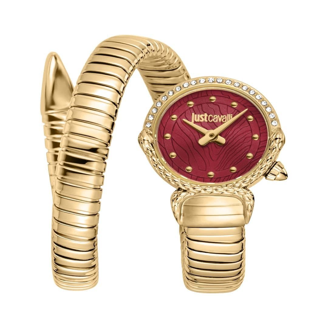 Just Cavalli Just Cavalli Women's Snake Red Dial Gold Stainless Steel Watch