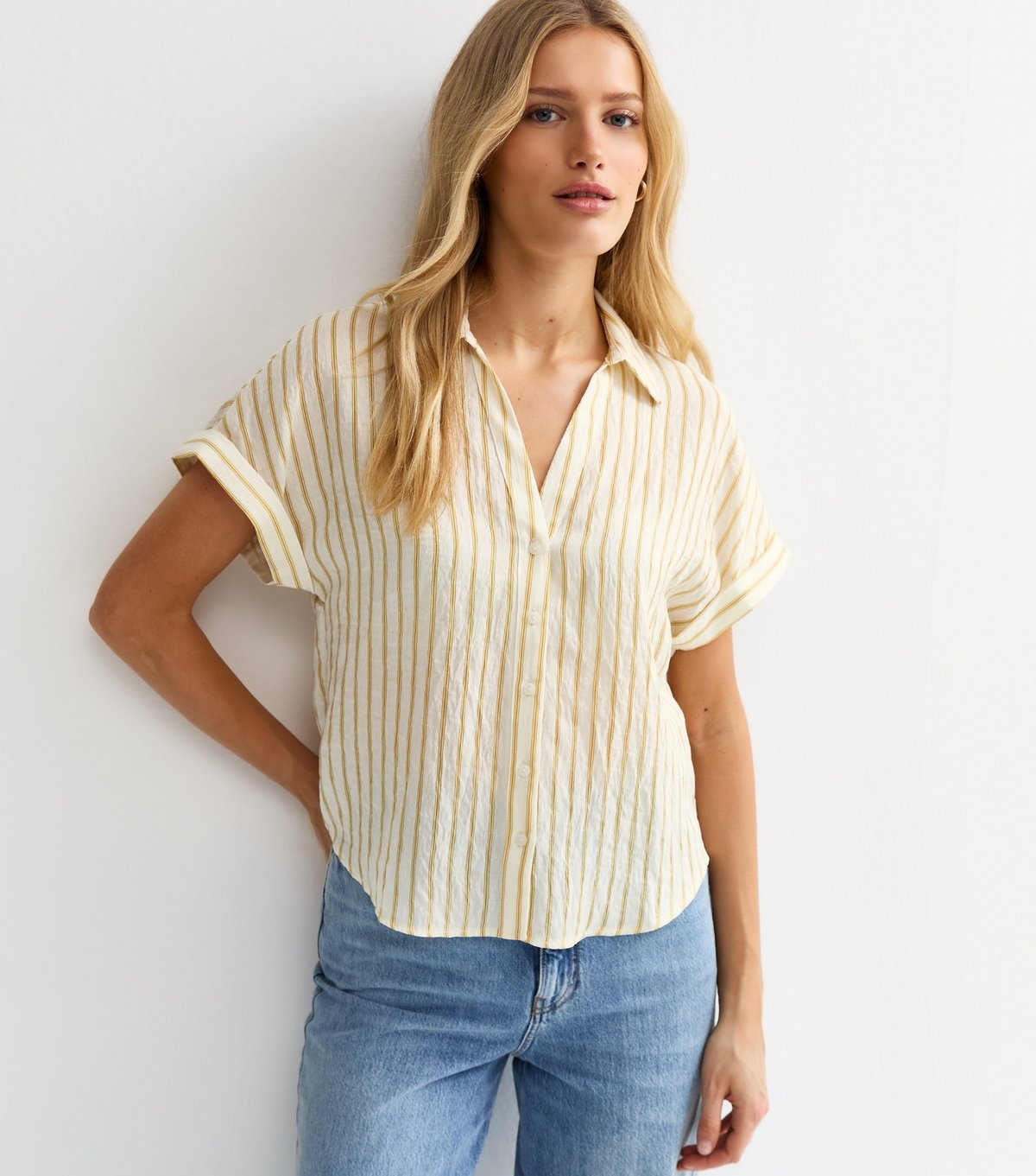 New Look Women's Yellow Skinny Stripe Pattern Shirt New Look - 2