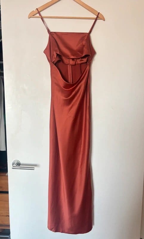 ASOS Design Burnt Orange Silk-Style Special Occasion Dress