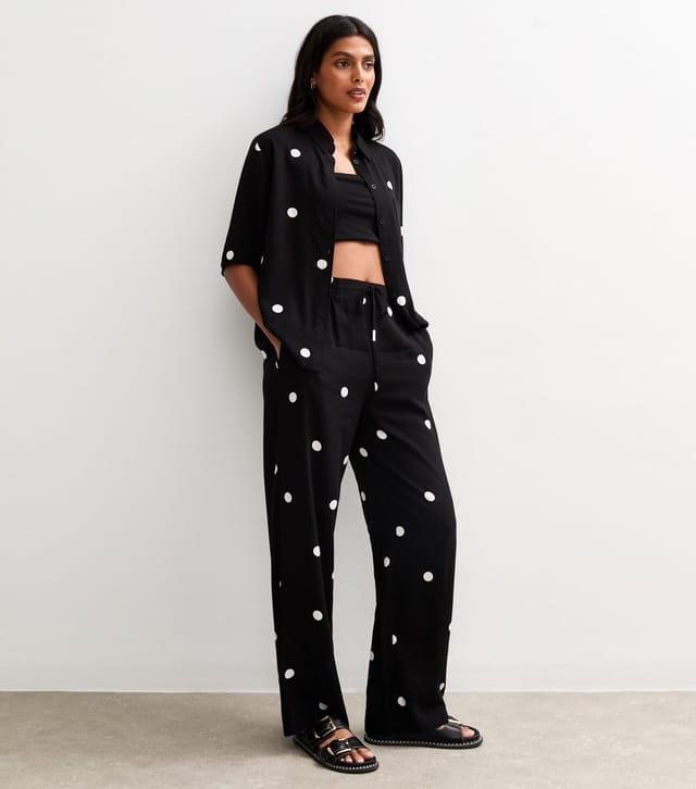 New Look Women's Black Spot Print Wide Leg Trousers New Look - 3