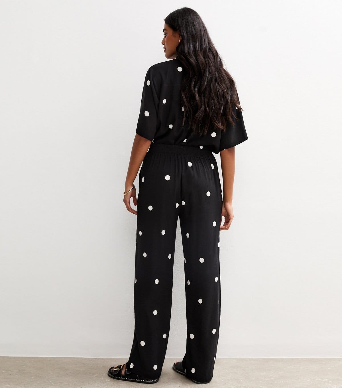 New Look Women's Black Spot Print Wide Leg Trousers New Look - 4
