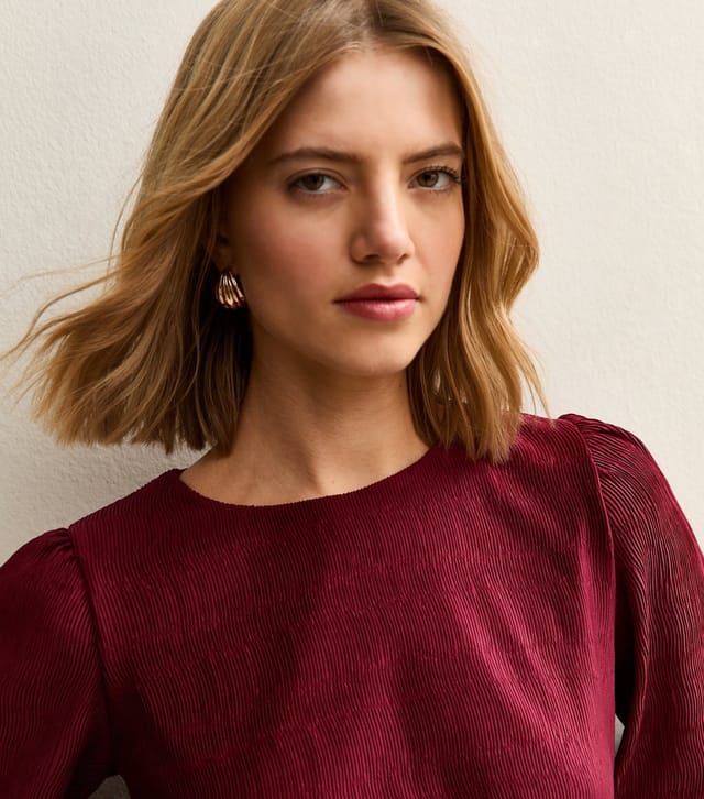 New Look Women's Dark Burgundy Plisse Midi Dress New Look - 2