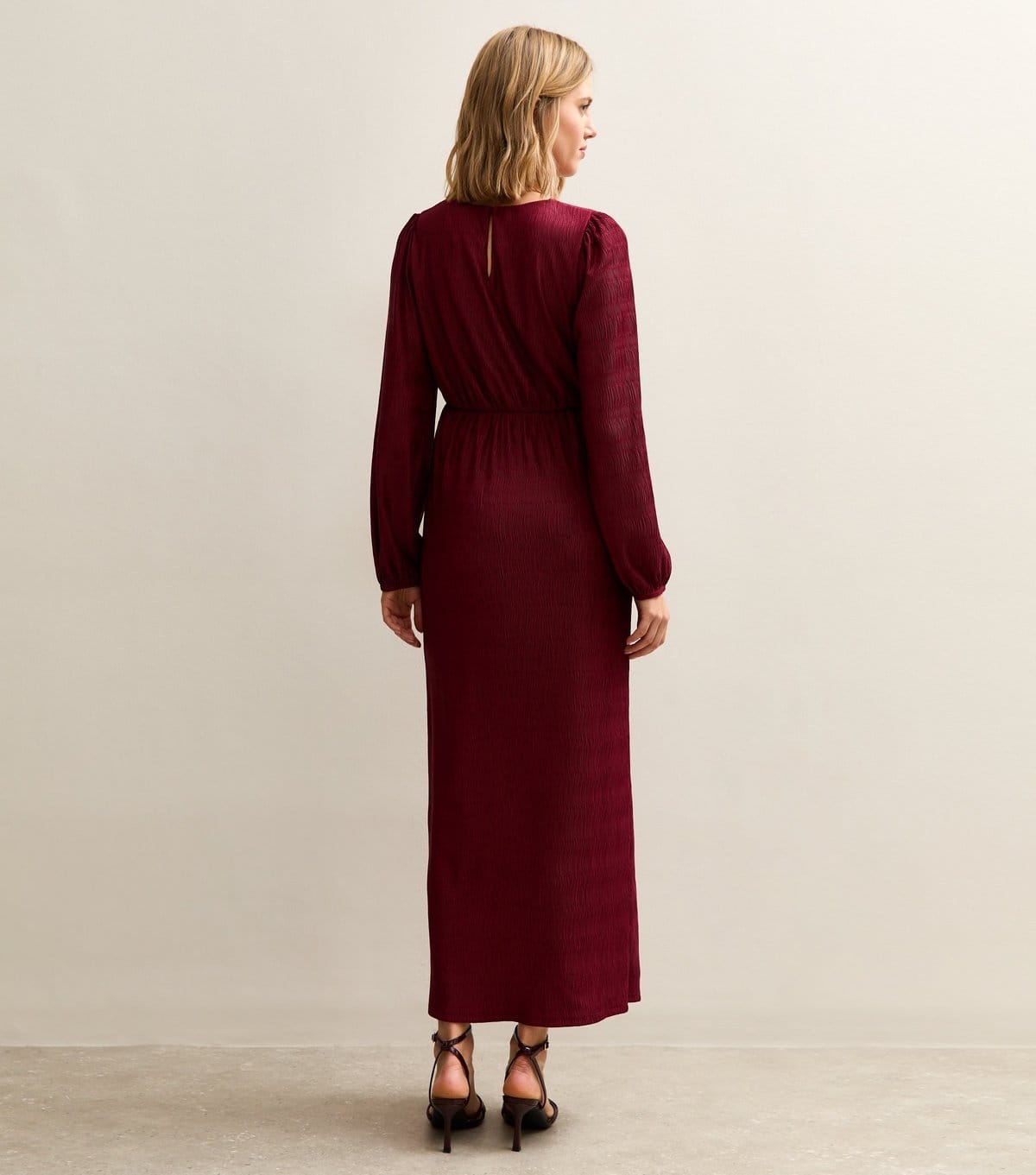 New Look Women's Dark Burgundy Plisse Midi Dress New Look - 4