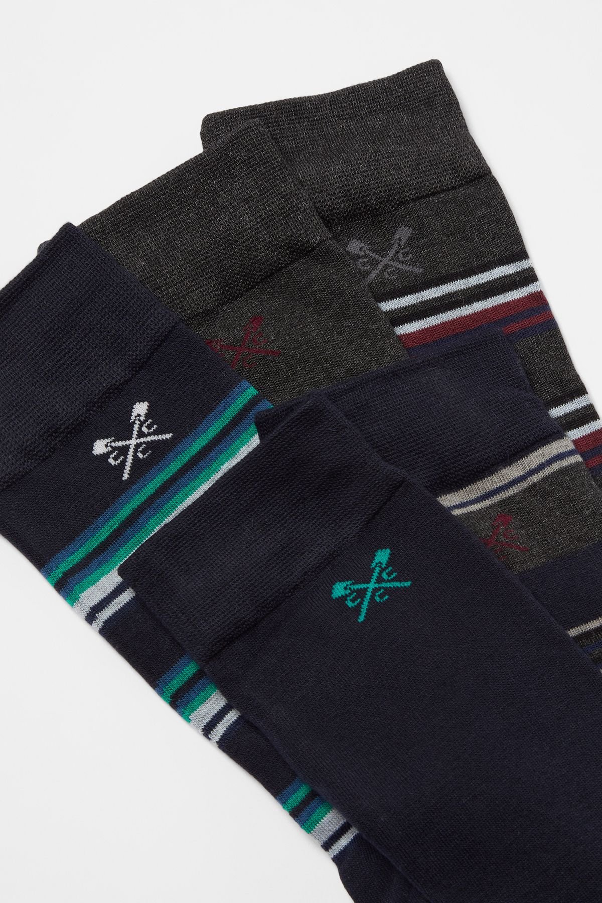 Crew Clothing Crew Clothing Men's 5 Pack Bamboo Sock Box Stripes in Charcoal - 3