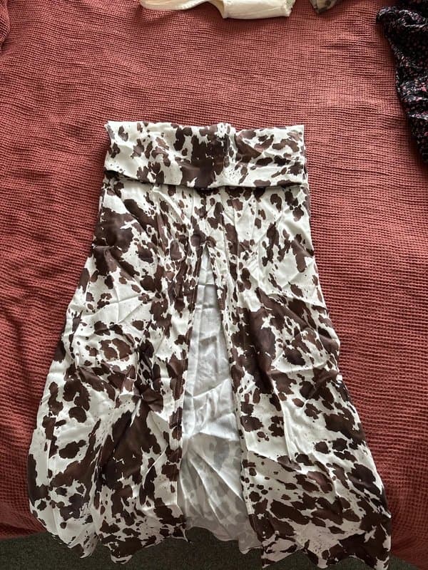 Bershka Cow print silk skirt