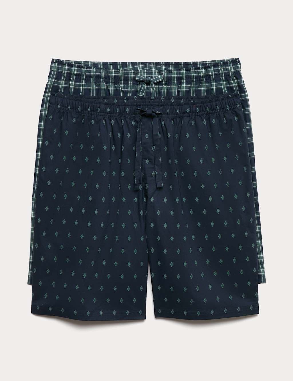 Marks & Spencer M&S 2 Pack Pure Cotton Pyjama Shorts Navy Mix