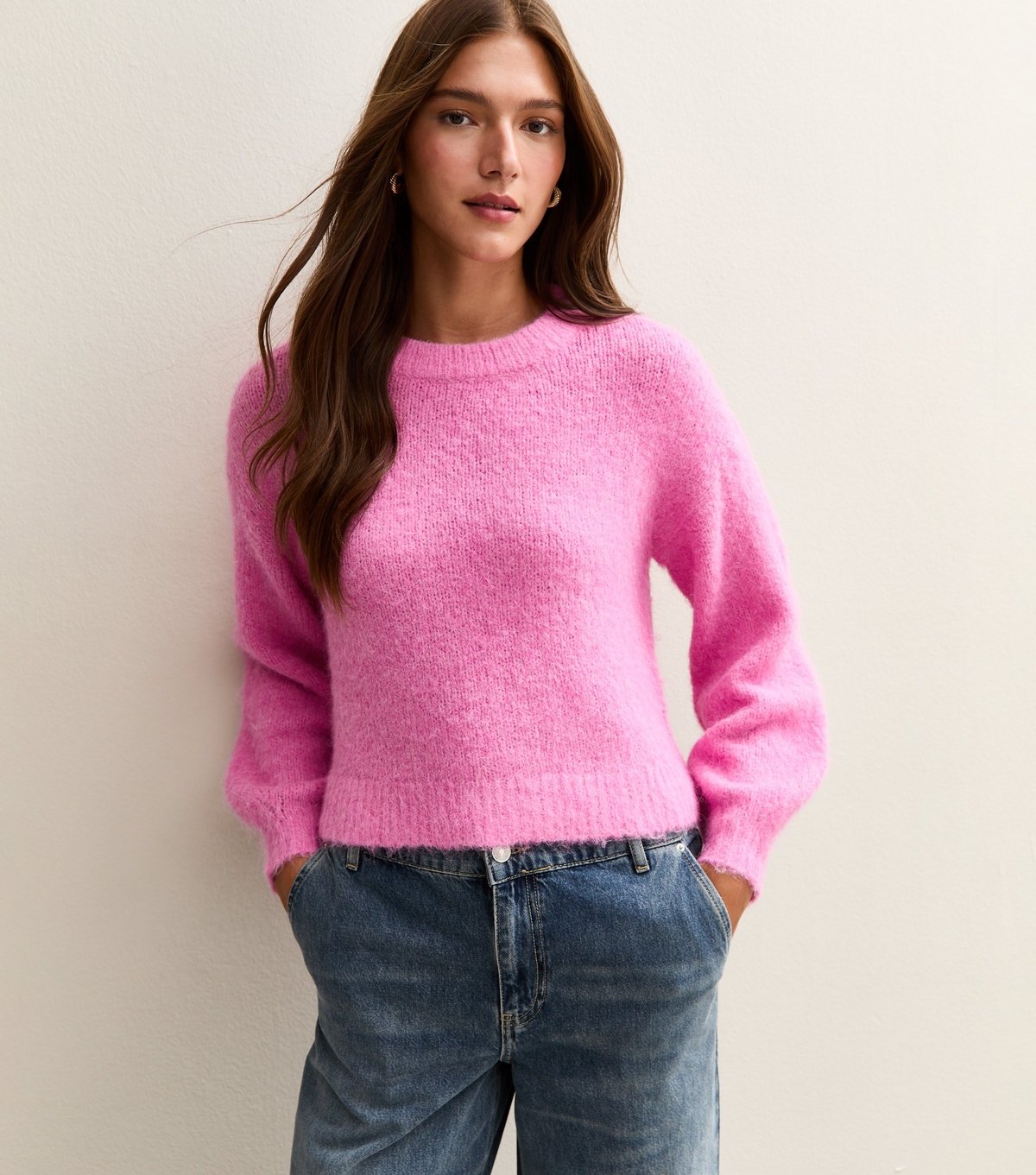 Sunshine Soul Women's Pink Crew Neck Cropped Jumper Sunshine Soul New Look - 3