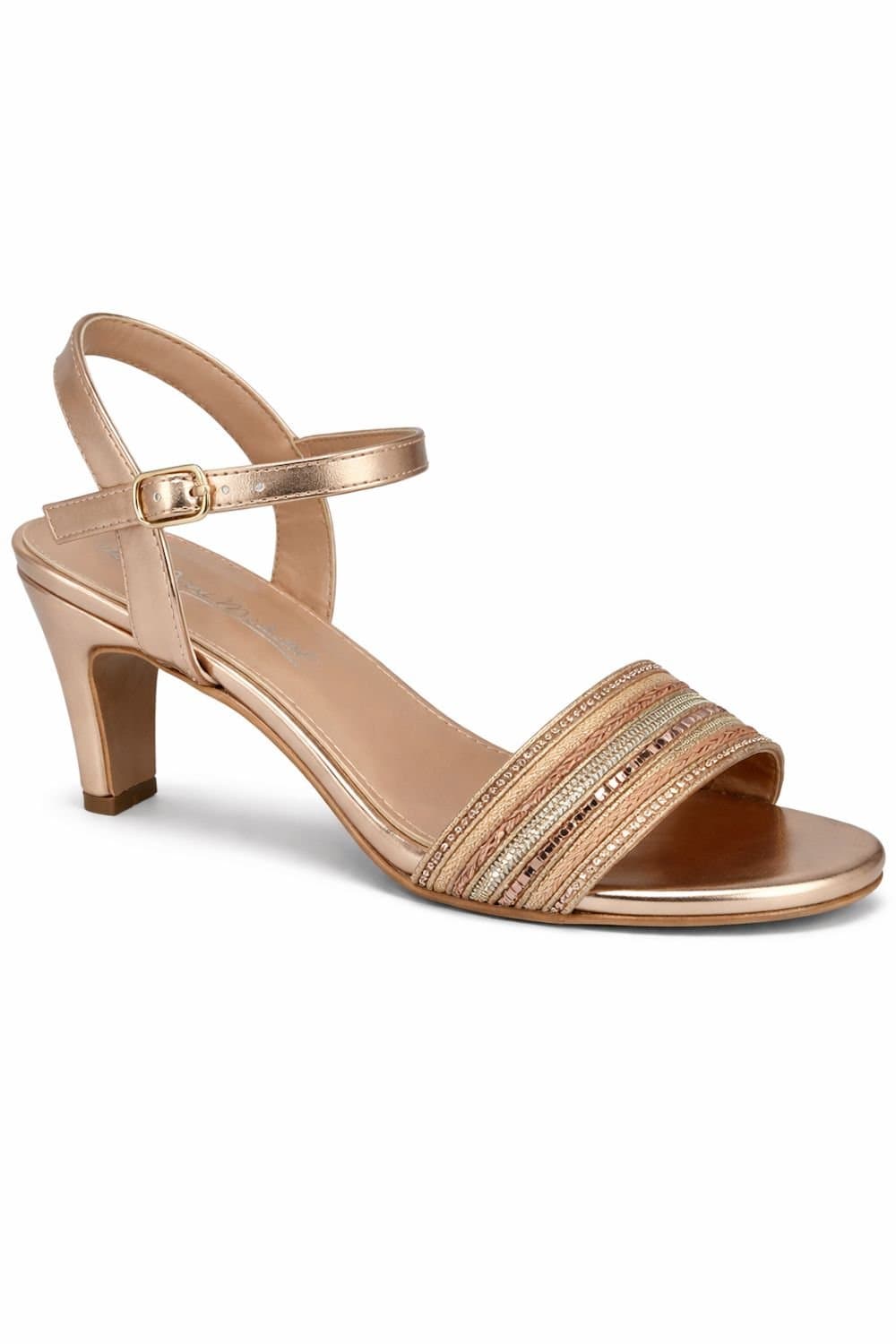 Anne Michelle Anne Michelle Rose Gold Embellished Strap Sandals