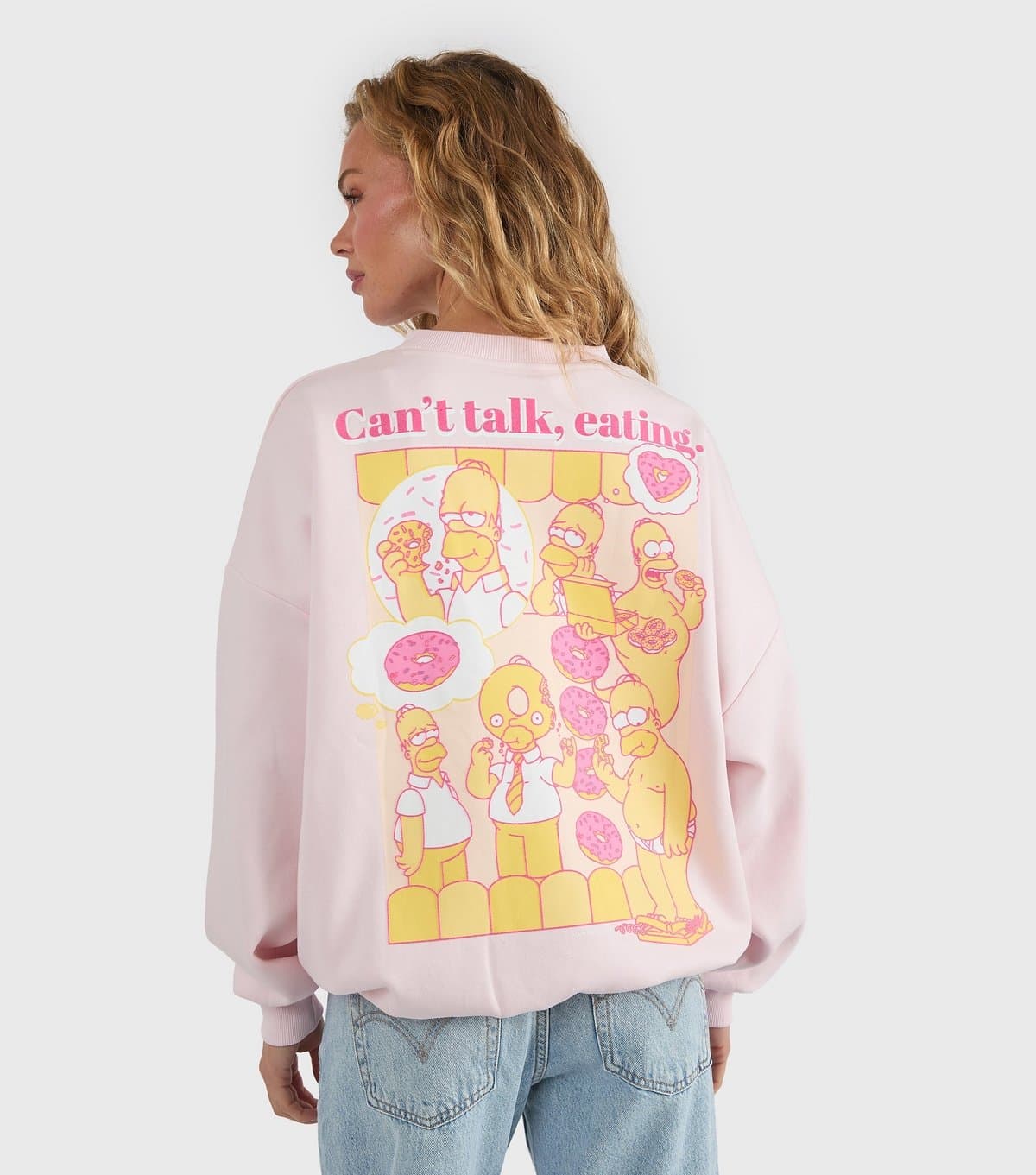 Skinnydip Women's Pink The Simpsons Donut Print Sweatshirt Skinnydip New Look
