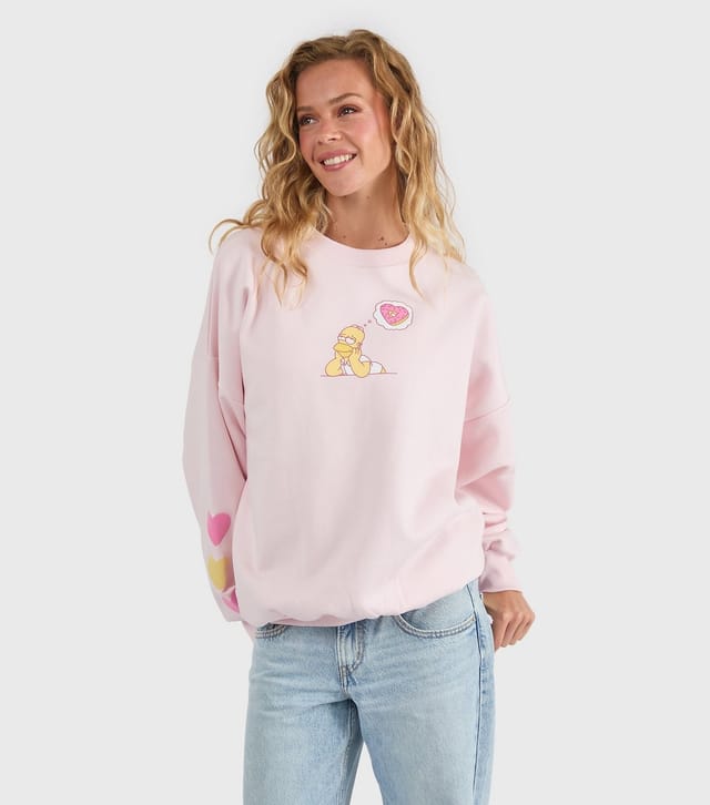 Skinnydip Women's Pink The Simpsons Donut Print Sweatshirt Skinnydip New Look - 2