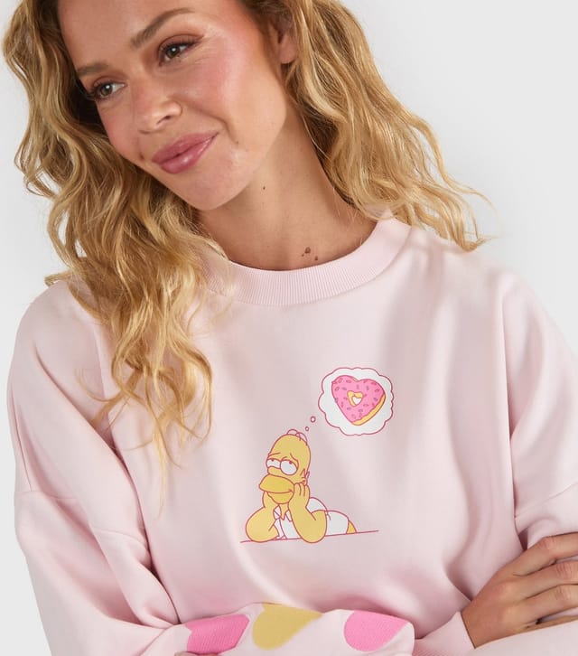 Skinnydip Women's Pink The Simpsons Donut Print Sweatshirt Skinnydip New Look - 3