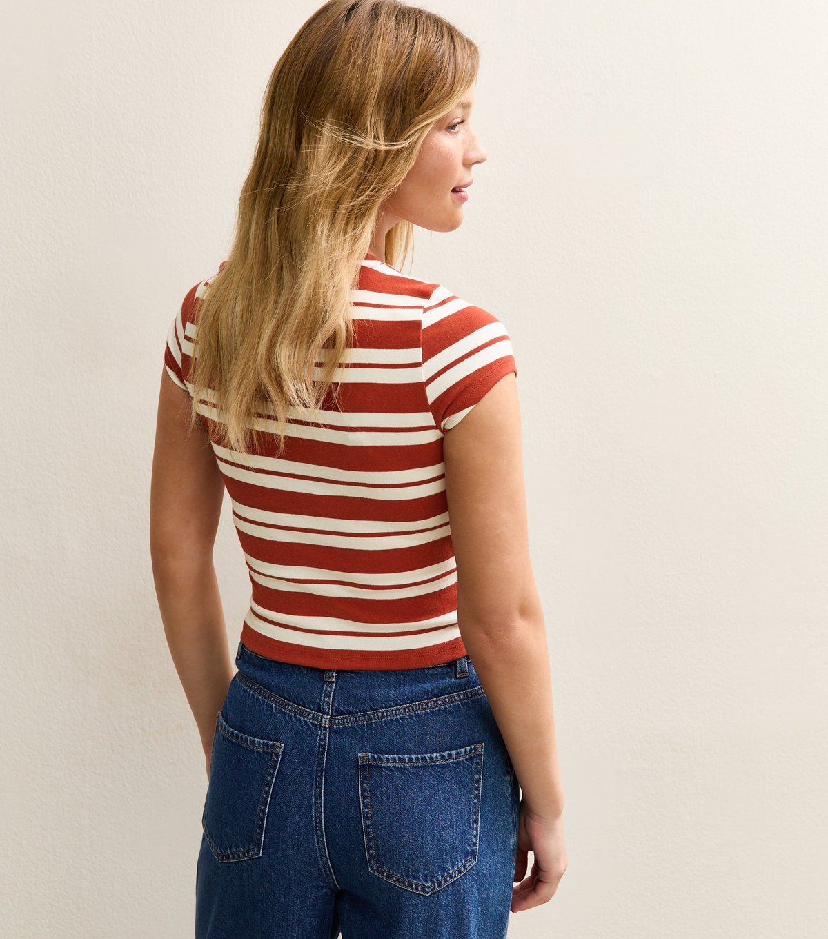 New Look Women's Red Striped Baby Tee New Look - 4