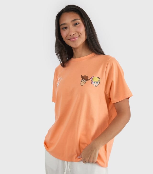 Skinnydip Women's Custard Orange Disney Woody And Bo Peep Print T-Shirt Skinnydip New Look - 2