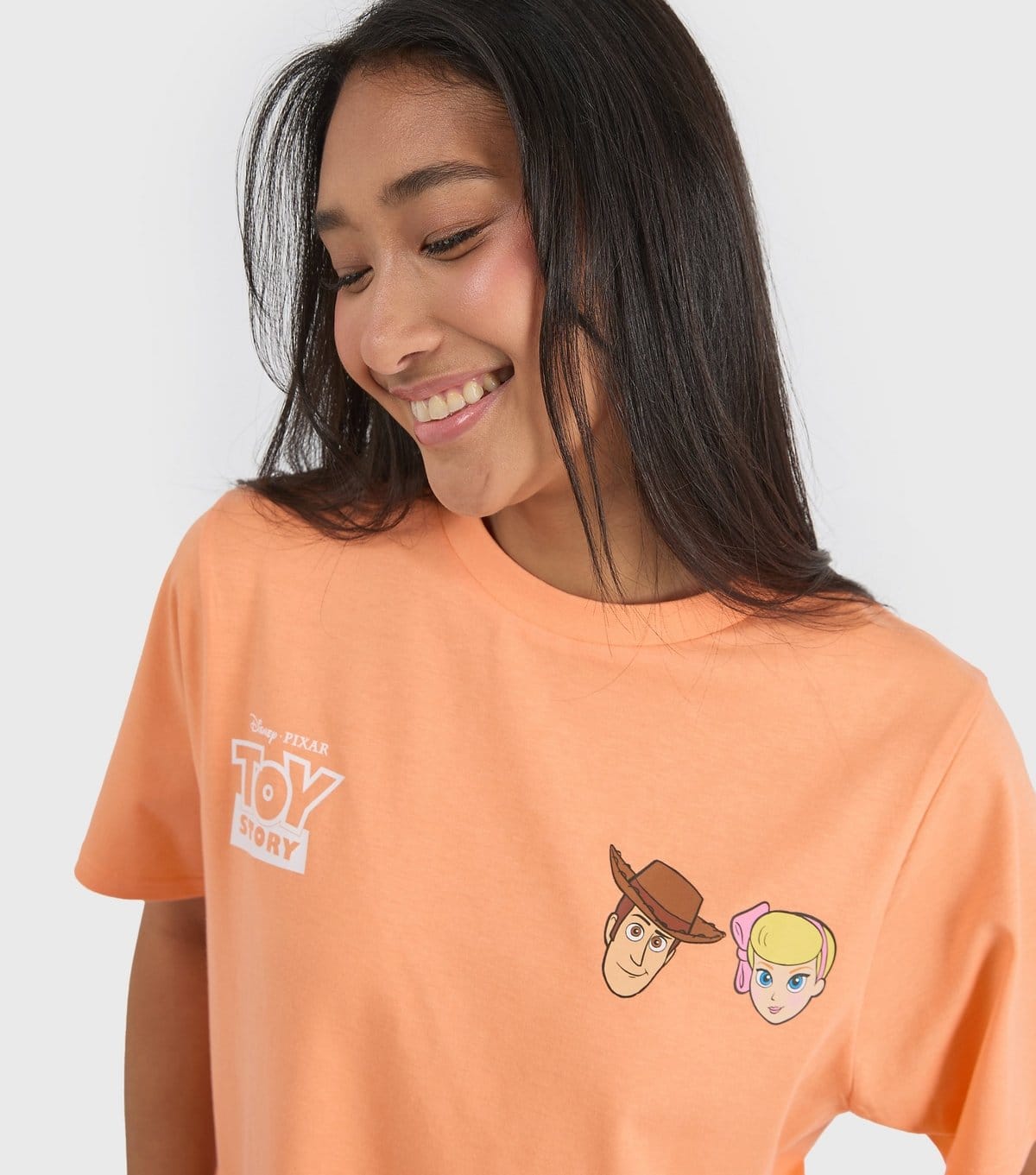 Skinnydip Women's Custard Orange Disney Woody And Bo Peep Print T-Shirt Skinnydip New Look - 4