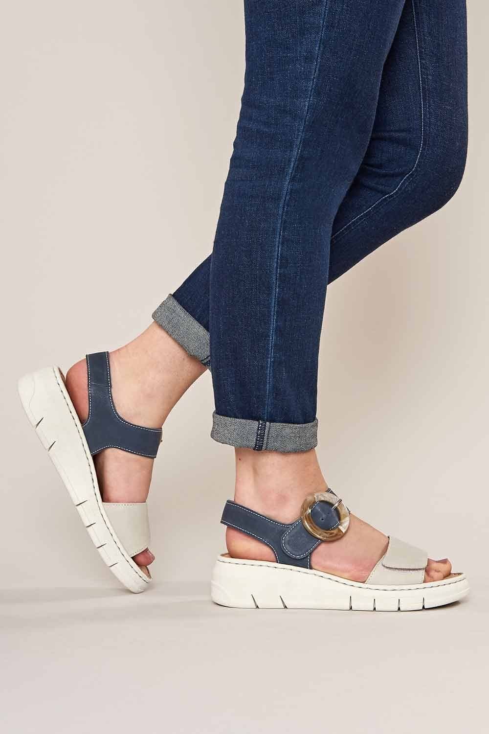 Moshulu Moshulu Women's Jolla' Strappy Low-Wedge Sandals in Blue