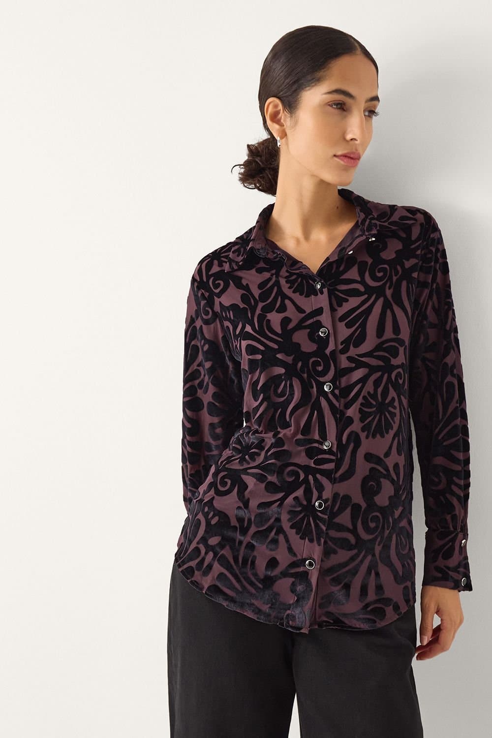 Monsoon Monsoon Purple Velvet Floral Shirt for Women