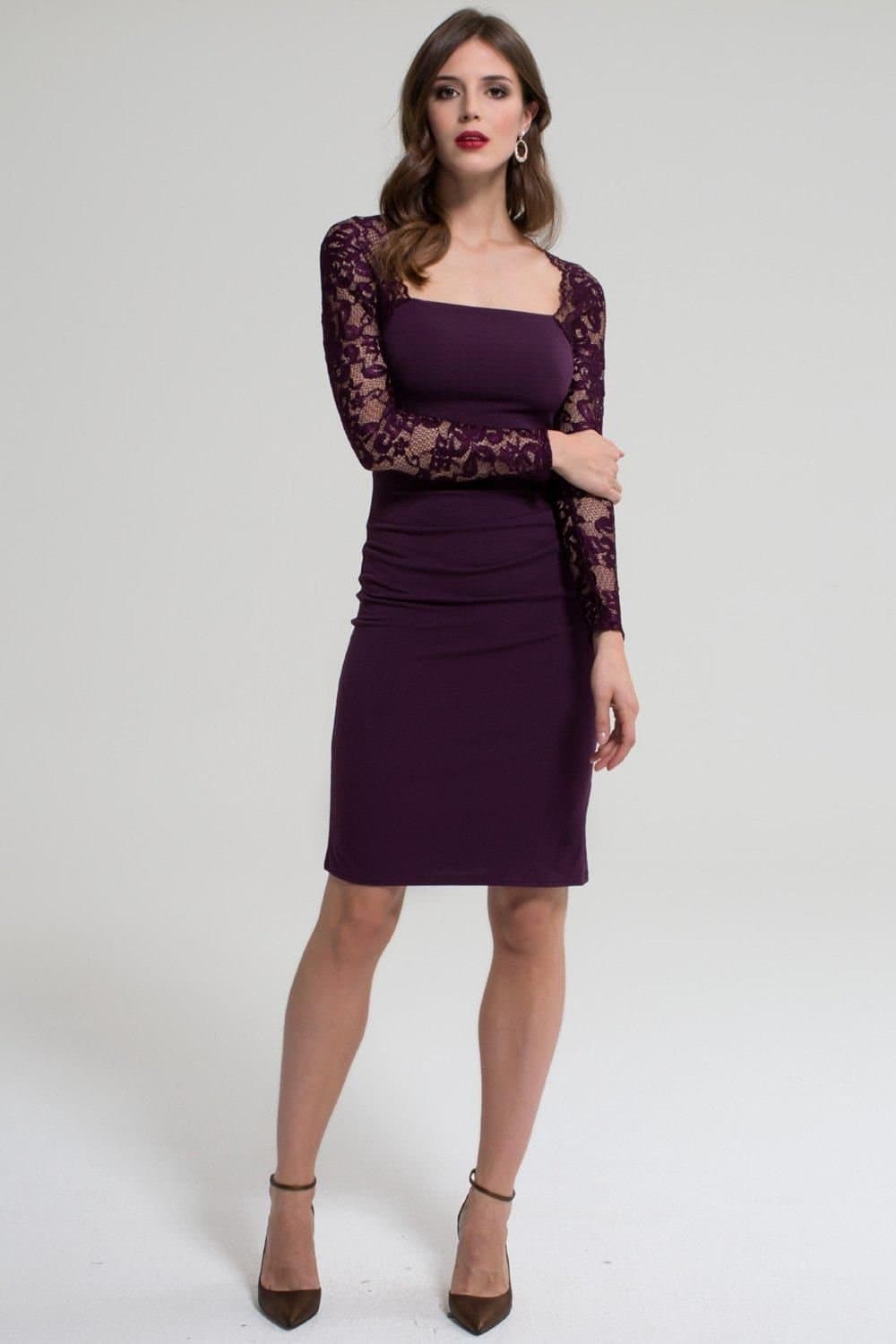 Hot Squash Hot Squash Women's Lace sleeve hostess dress AW16 in Purple