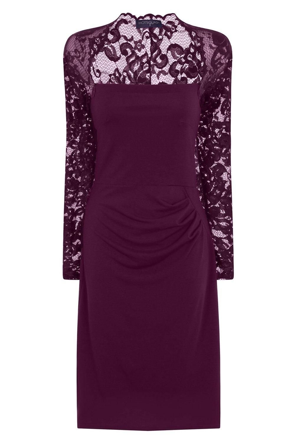 Hot Squash Hot Squash Women's Lace sleeve hostess dress AW16 in Purple - 2