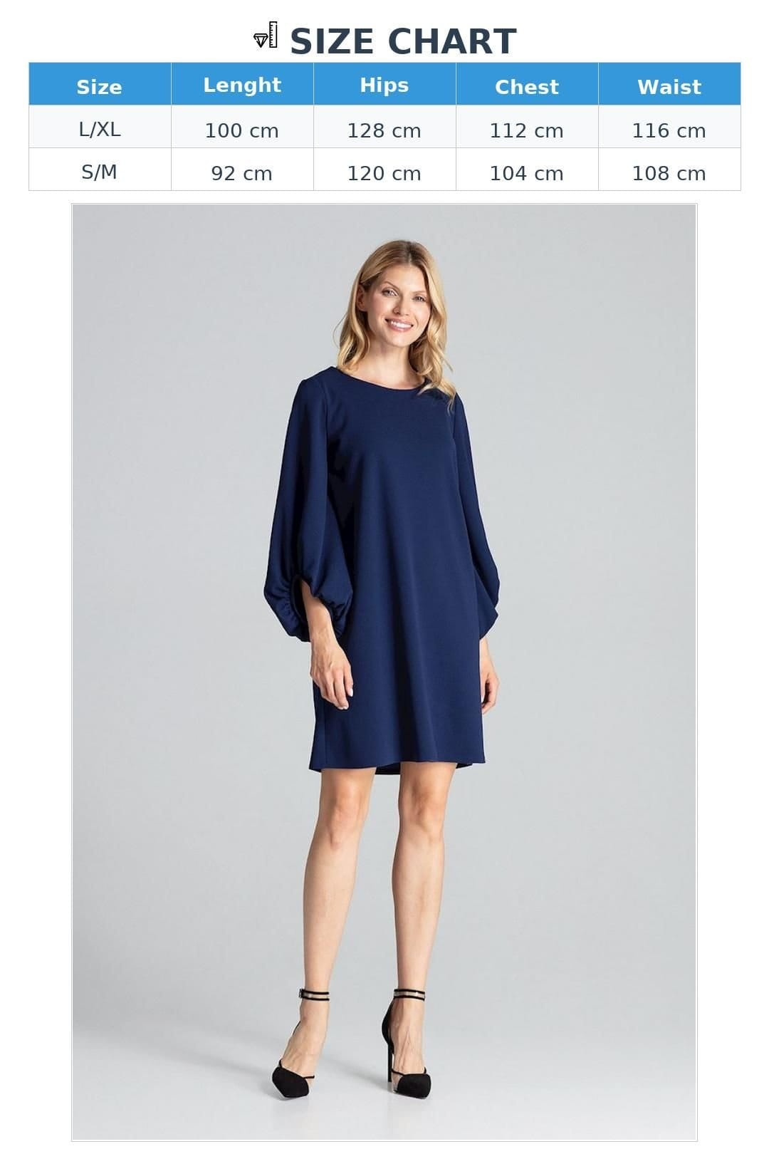 Love Lace Love Lace Women's Navy Trapeze Midi Dress with Long Draped Sleeves in Blue - 4
