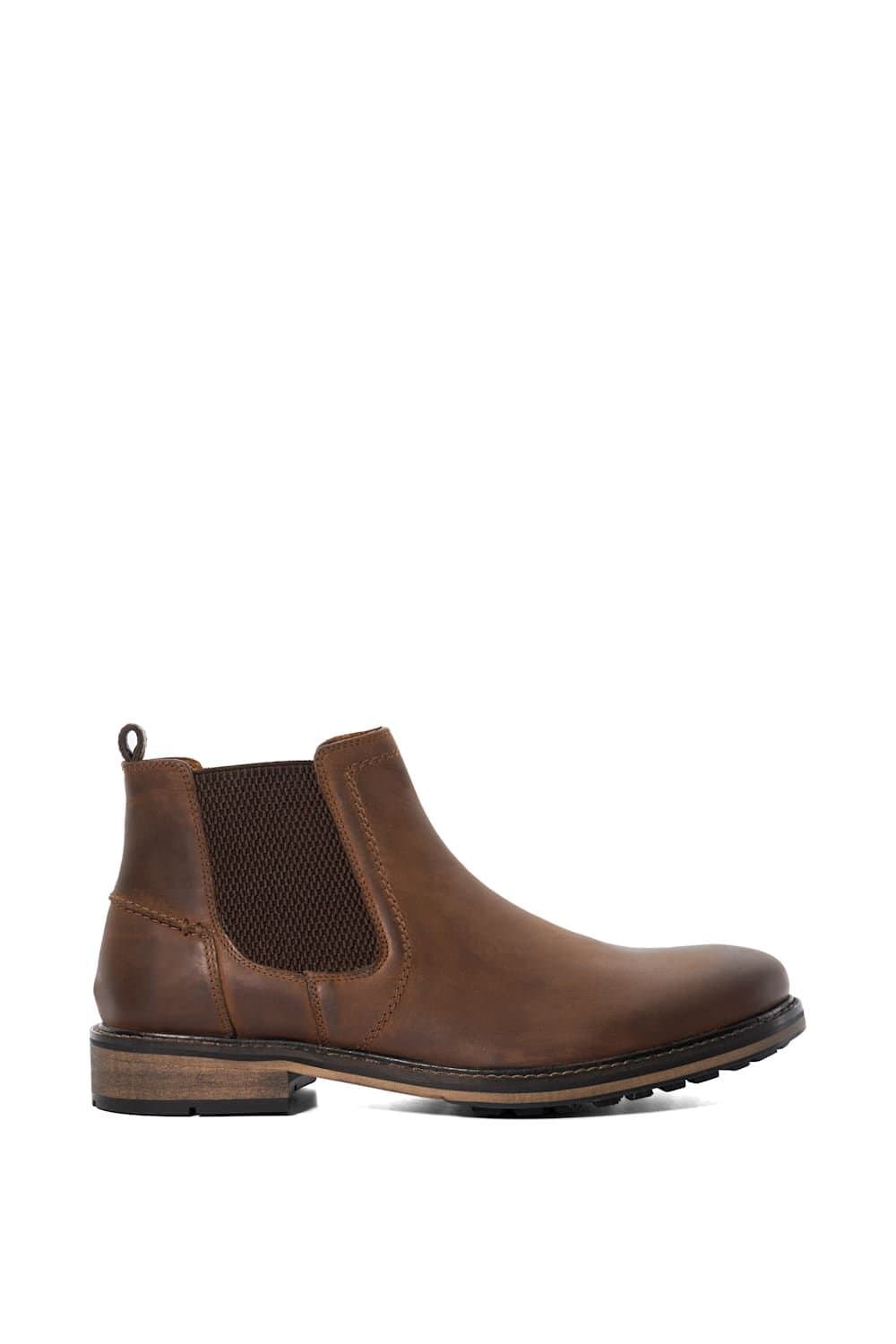 Dune London Dune London Men's Wide Fit 'Chorleys' Leather Chelsea Boots in Brown