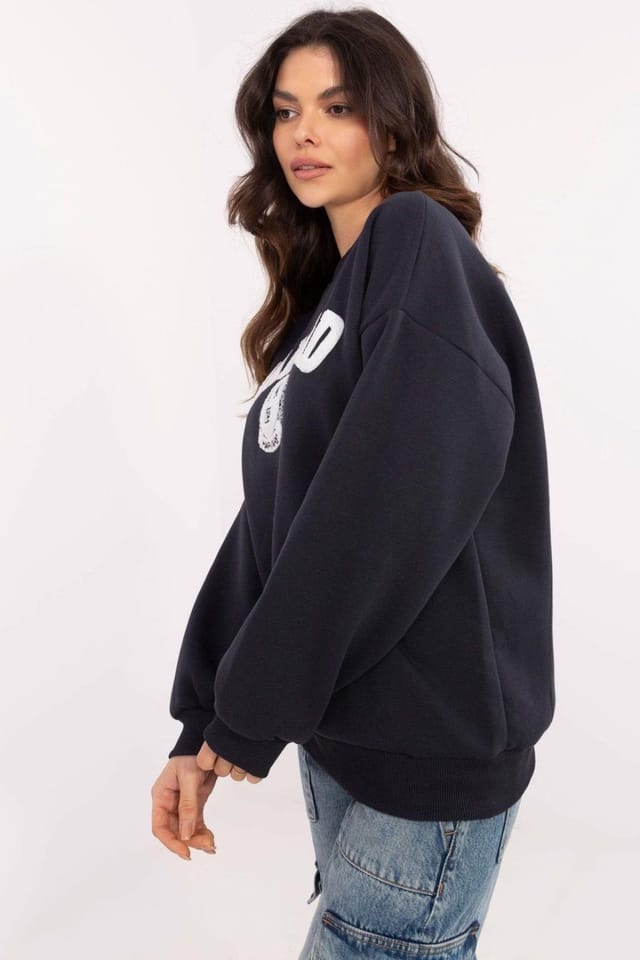 Love Lace Love Lace Women's Insulated Cotton Blend Casual Sweatshirt in Navy - 2