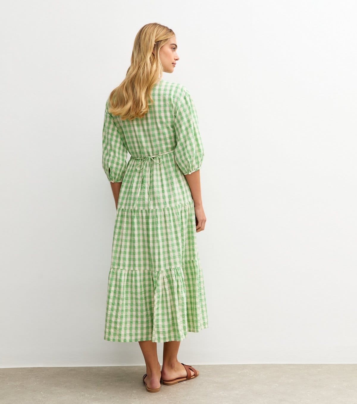 New Look Women's Green Gingham Check Smock Midi Dress New Look - 4