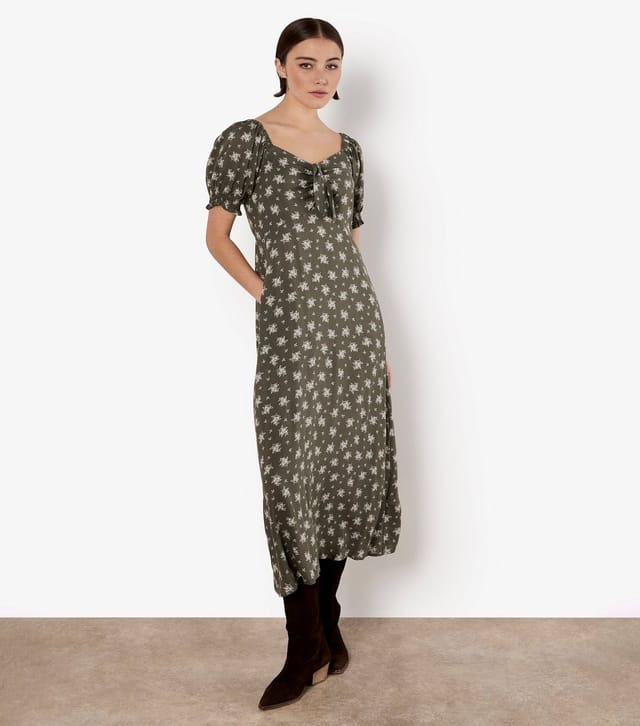 Apricot Women's Khaki Floral Print Midi Dress Apricot New Look - 2