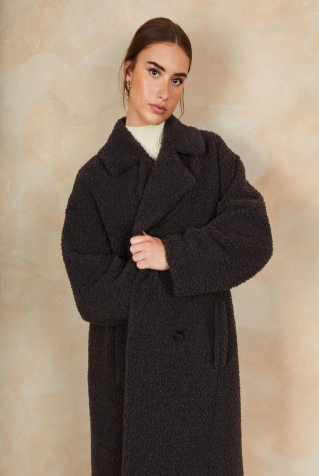 chi chi london Chi Chi London Women's Teddy Mid Length Coat in Charcoal in Grey - 2