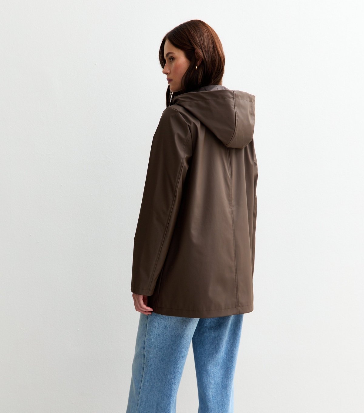 New Look Women's Dark Brown Water Resistant Drawstring Hood Rain Anorak New Look - 4