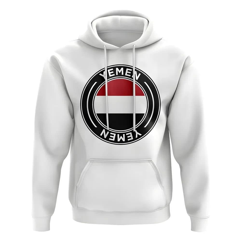 Yemen Yemen Men's Personalised Football Badge Hoodie in White