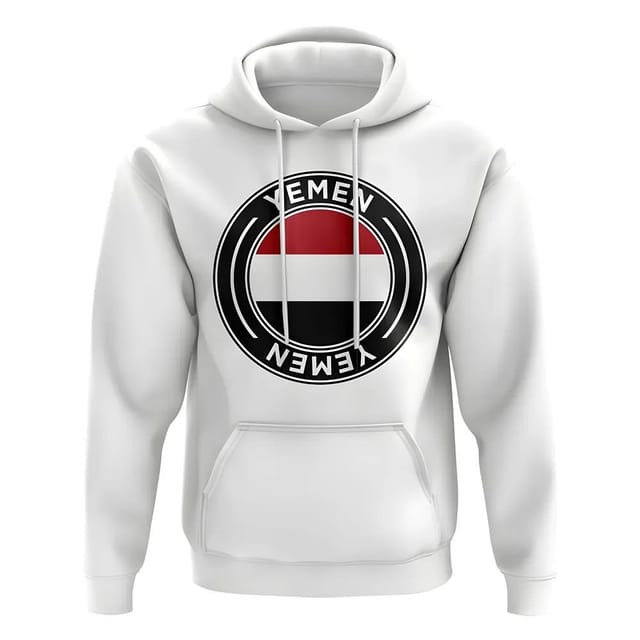 Yemen Yemen Men's Personalised Football Badge Hoodie in White - 2