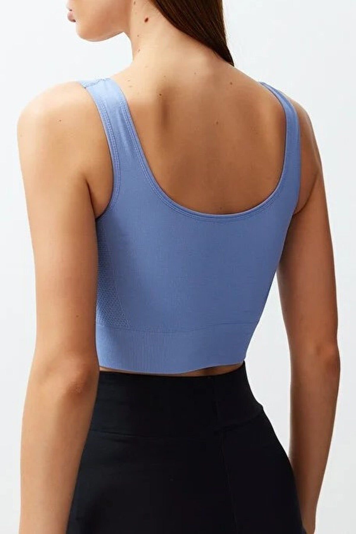 WOVCOR WOVCOR Women's Seamless Scoop Neck Wide Strap Supportive Sports Bra in Dark Grey - 4