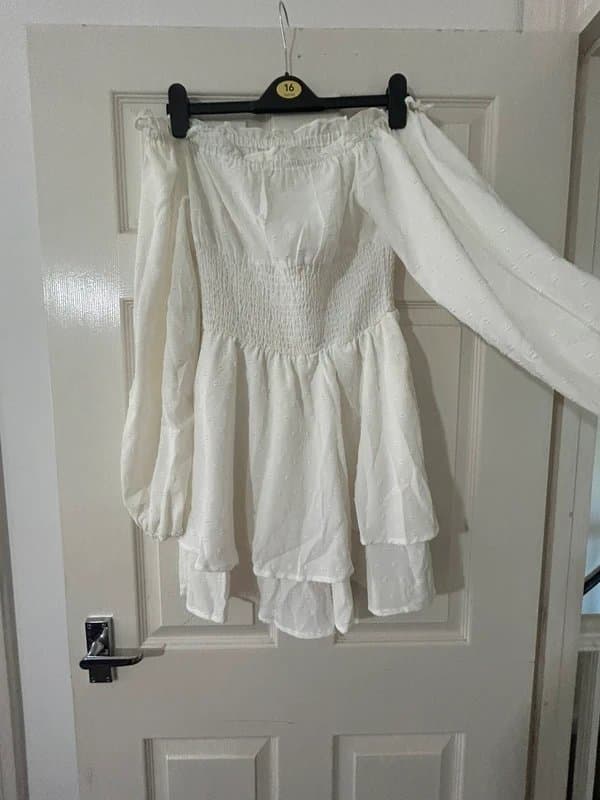 ASOS White jumpsuit with skirt shorts underneath