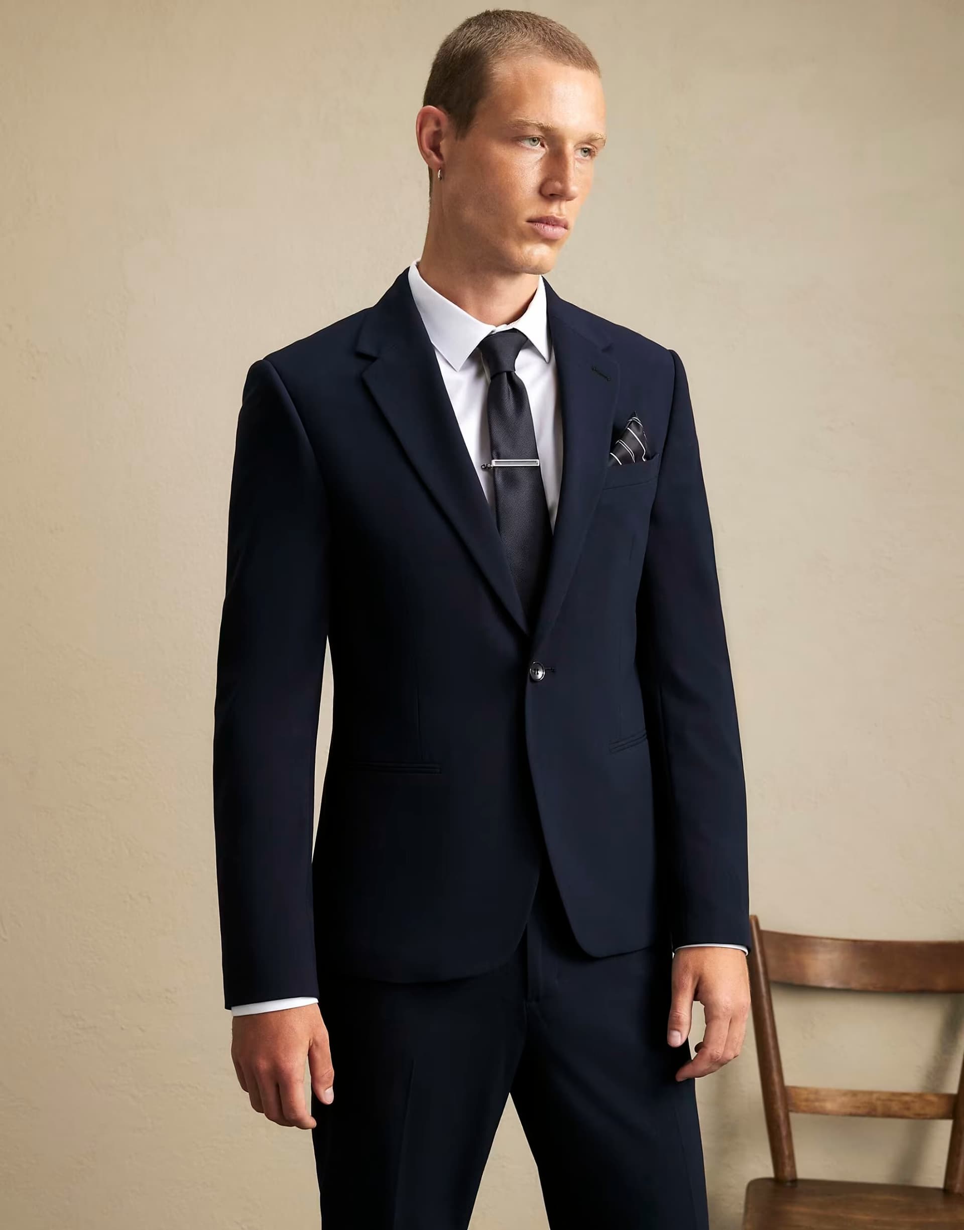 ASOS River Island Skinny fit suit jacket in navy