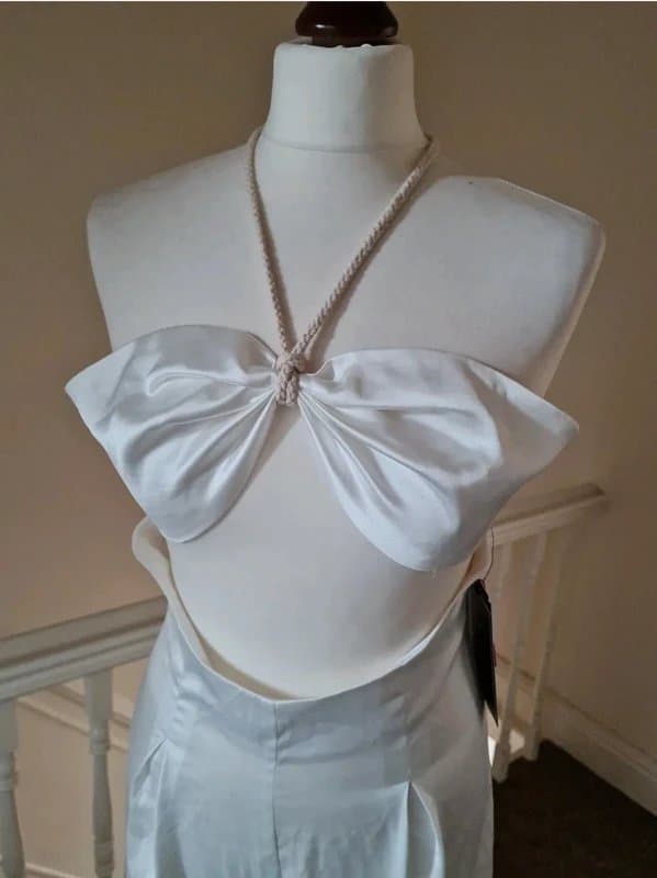 ASOS Bnwt new asos sample 10 white satin lace up Backless rope jumpsuit cut out sexy wedding bridal