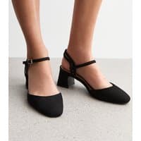 New Look Women's Wide Fit Black Faux Suede Block Heel Strappy Sandals New Look