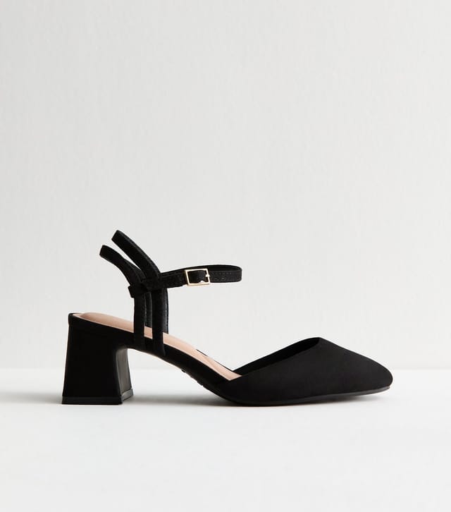 New Look Women's Wide Fit Black Faux Suede Block Heel Strappy Sandals New Look - 2