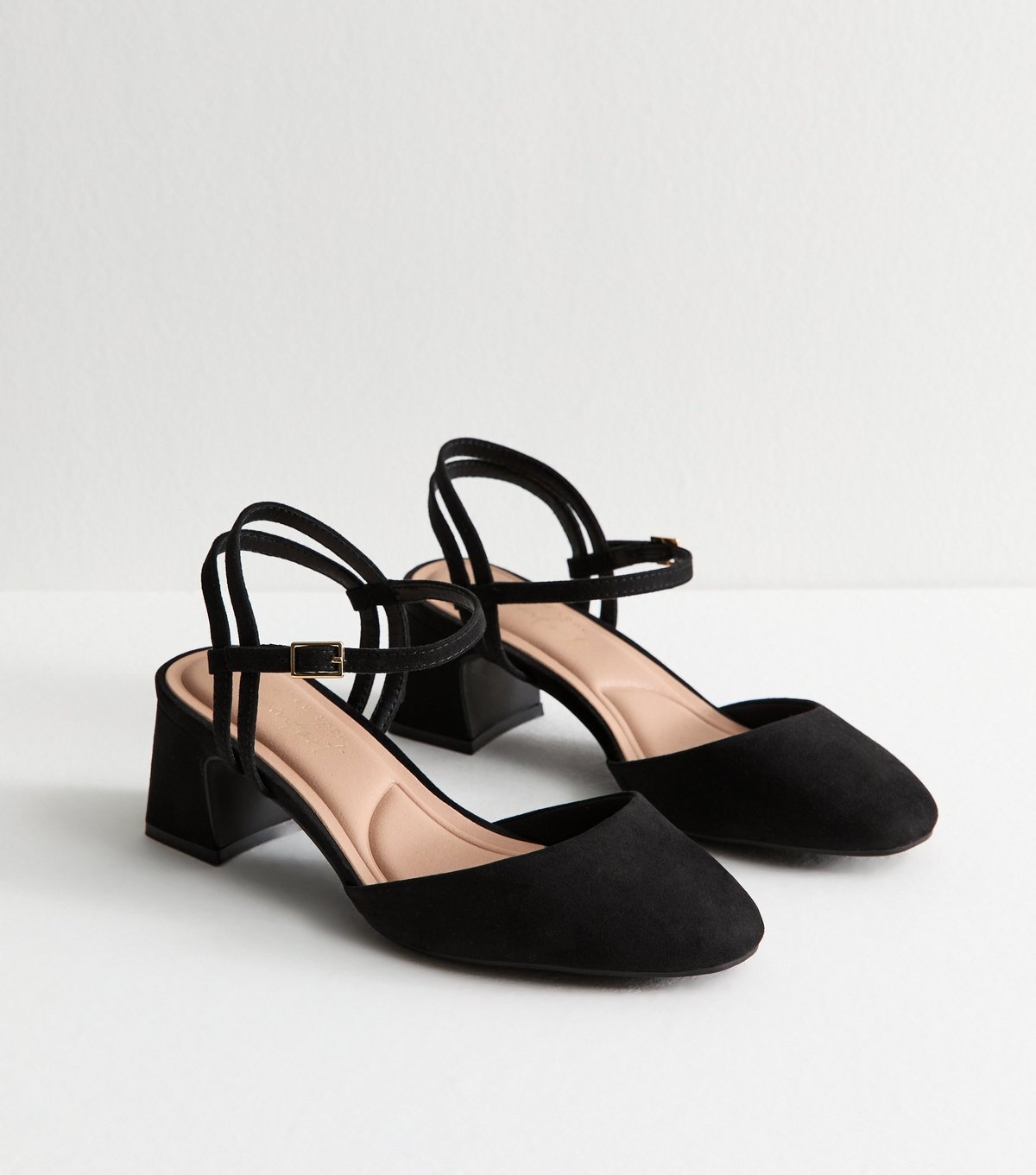 New Look Women's Wide Fit Black Faux Suede Block Heel Strappy Sandals New Look - 3