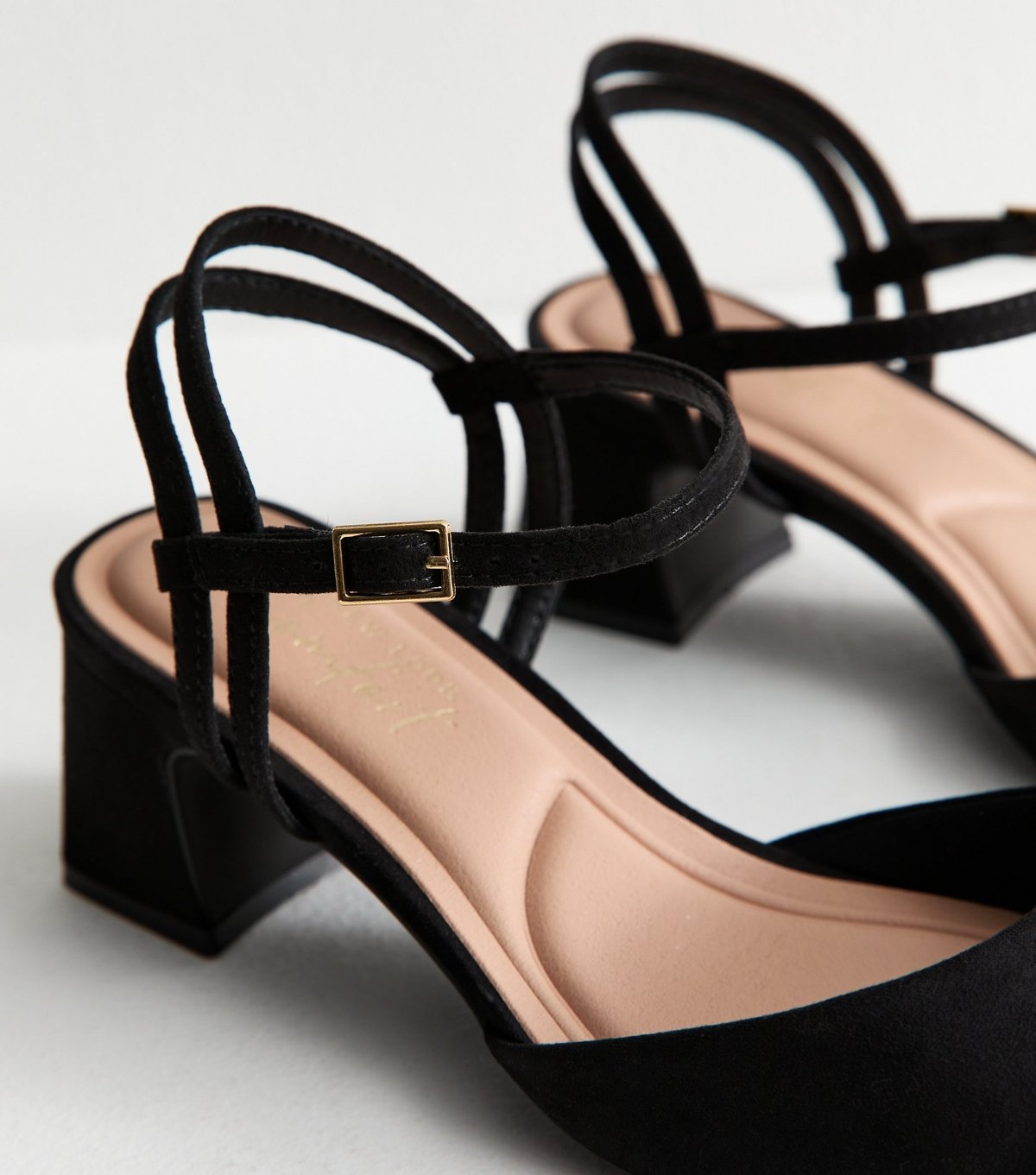 New Look Women's Wide Fit Black Faux Suede Block Heel Strappy Sandals New Look - 4