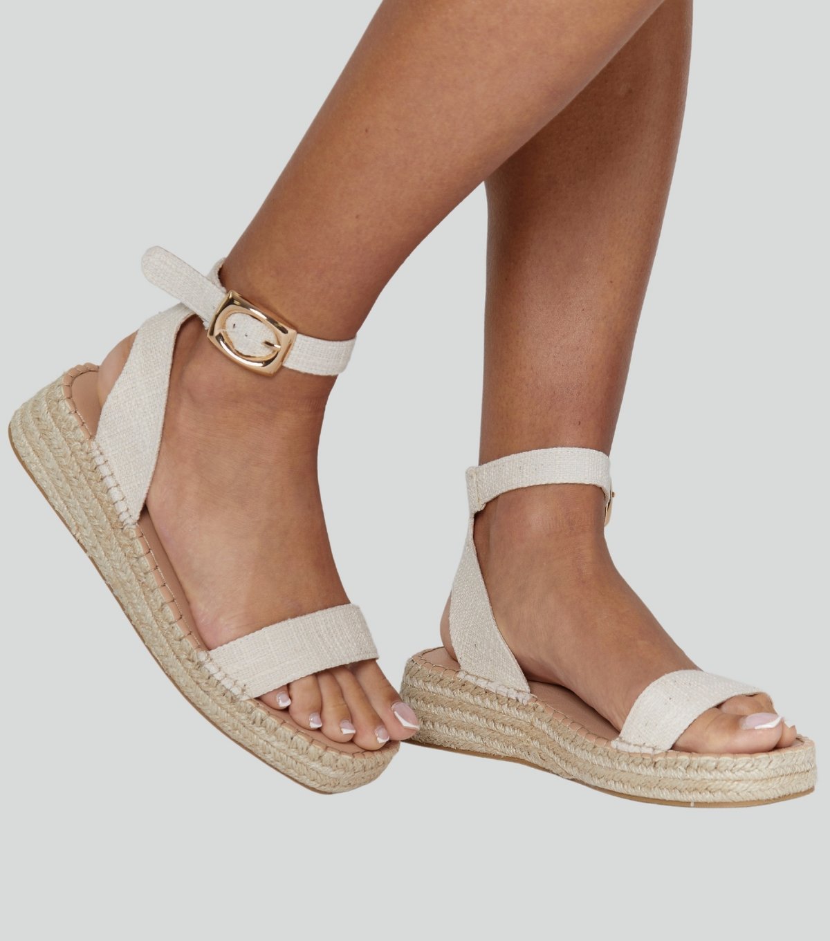 South Beach Women's Cream Cross Over Two Part Espadrille Sandals South Beach New Look - 3