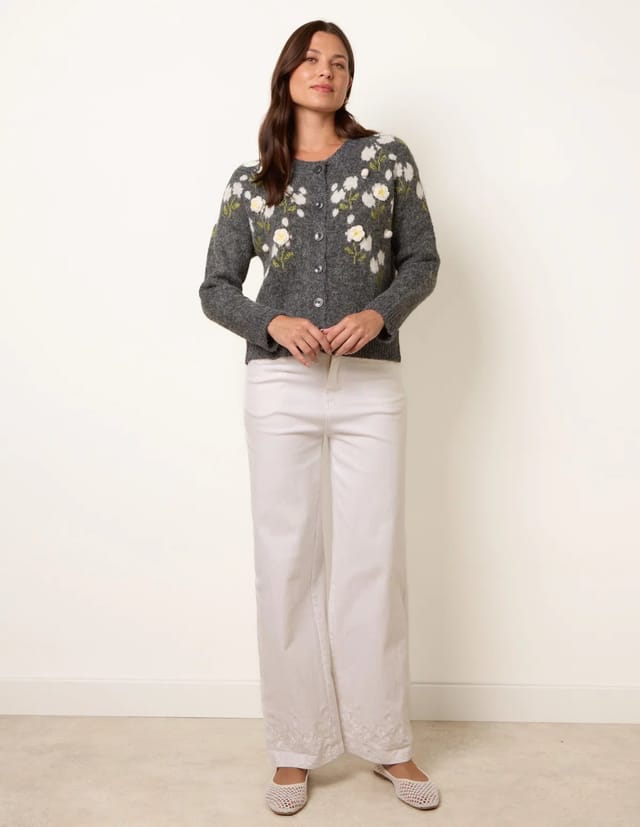 Blue Vanilla Floral Knit Button Front Cardigan - 3