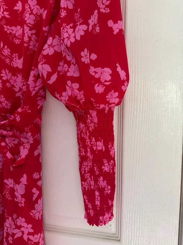 Never Fully Dressed Never Fully Dressed Red and pink wrap dress 8