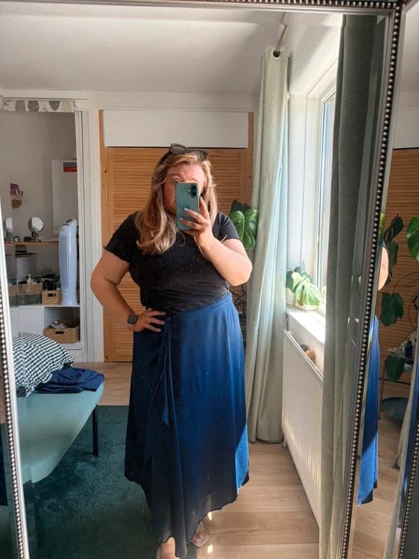 Marks & Spencer M&S Navy Satin Wrap Midi Skirt – Size 20 Petite